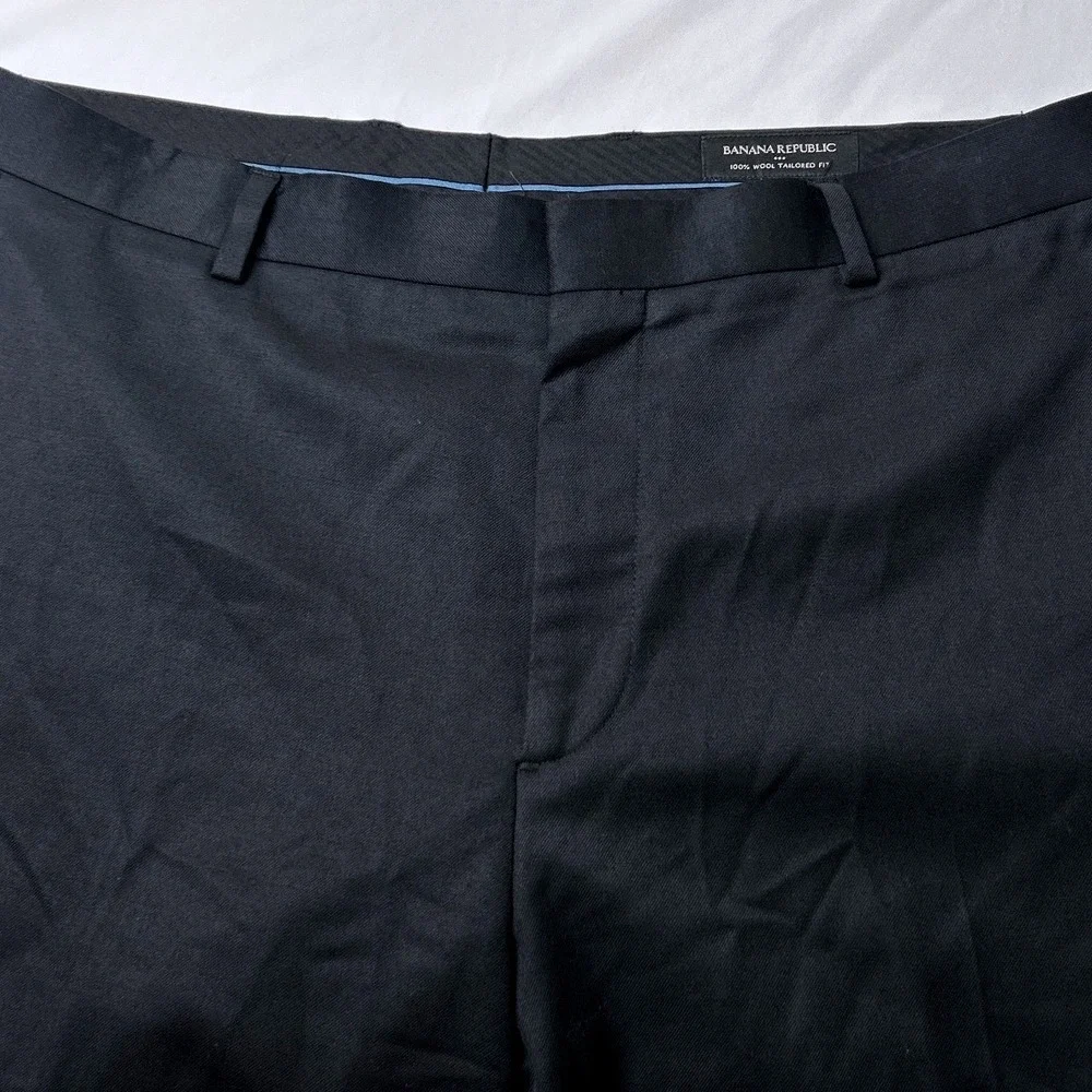 Banana Republic Mens Tailored Fit 100% Wool Dress Pants Size 35x32 Black Office